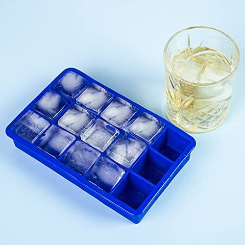 Silicone Ice Cube Trays Set of 2, Easy Release 15 Square Ice Trays with  Removable Lid & Bin Reusable Freezer Ice Trays Stackable for Whiskey