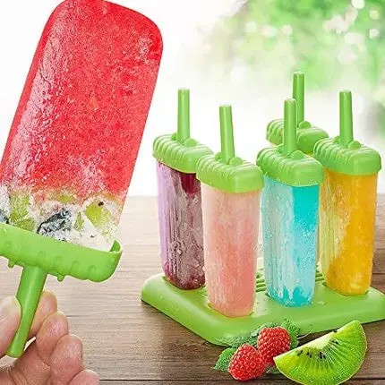 Popsicles Molds, Ozera Set of 6 Reusable Ice Pop Molds Cream Molds Easy Release Popcical Molds Popsicle Maker Molds for Homemade Popsicles With Funnel & Cleaning Brush