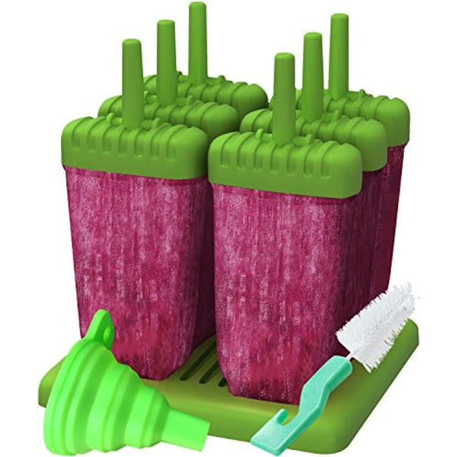 Popsicles Molds, Ozera Set of 6 Reusable Ice Pop Molds Cream Molds Easy Release Popcical Molds Popsicle Maker Molds for Homemade Popsicles With Funnel & Cleaning Brush