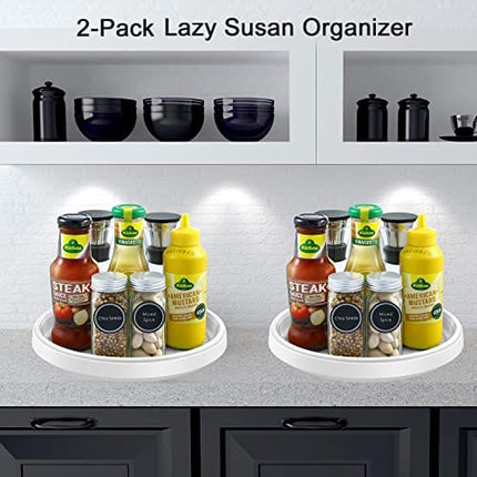 P PRETIRENO Lazy Susan Turntable 10 Inch, 2 Pack Lazy Susan Cabinet Organization & Storage for Pantry Cabinet Fridge Countertop, Kitchen Non-Skid Surface