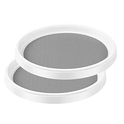 Pretireno Lazy Susan Turntable 2 Pack , Non-Skid Lazy Susan Organizer 10 Inch for Cabinet, Pantry, Kitchen, Countertop, Vanity Display Stand White/Gray