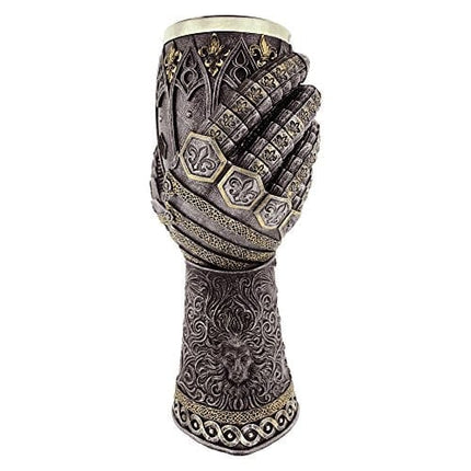 Pacific Giftware Medieval Knight Lions Heart Gauntlet Style Wine Goblet 9" H