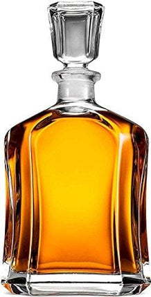 Paksh Capitol Glass Decanter with Airtight Geometric Stopper - Whiskey Decanter for Wine, Bourbon, Brandy, Liquor, Juice, Water, Mouthwash. Italian Glass | 23.75 oz