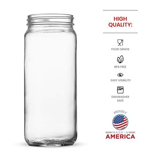 Travel Glass Drinking Bottle Mason Jar 16 Ounce (6-Pack) Plastic