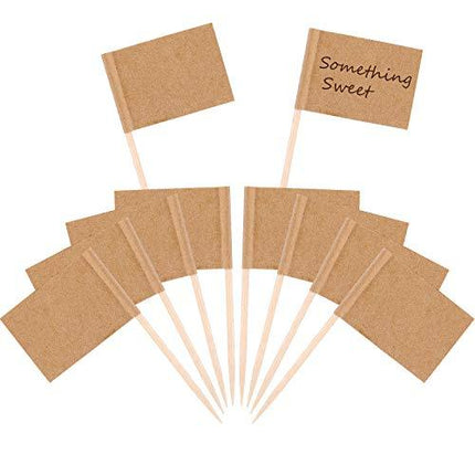 Pangda 100 Pieces Blank Toothpick Flags Cheese Markers White Flags Labeling Marking for Party Cake Food Cheeseplate Appetizers (Kraft)