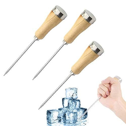 3 PACK Ice Picks,Stainless Steel Ice Pick with Wooden Handle,8.5 Inch Picks Tool for Kitchen,Bar,Restaurant