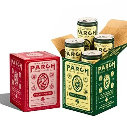 PARCH Spiced Pinarita + Prickly Paloma Variety Pack, Ready to Drink Non Alcoholic Agave Cocktail Infused with Desert Botanicals & Adaptogens, Plant Based, Gluten Free & Vegan (8.4 oz x 8 pack)