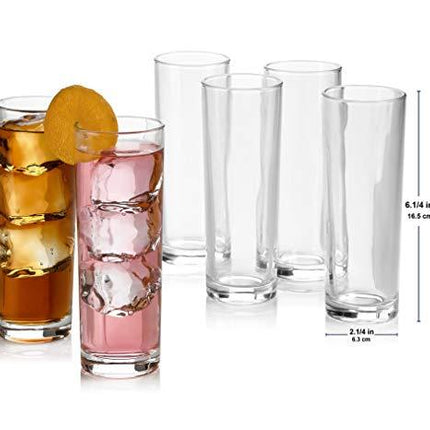 Set of 8 Highball Glasses, Cocktail Highball Glasses, Tall Drinking Glasses for Water, Juice, Cocktails, Beer and More, Elegant Bar Glasses, Italian Highball Glasses, 10 oz Highball Glasses
