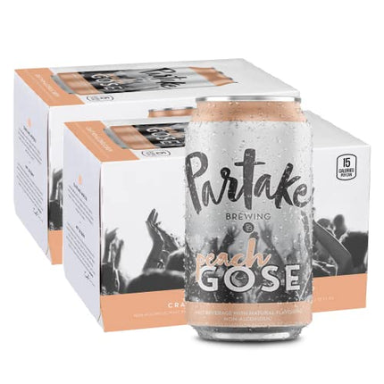 Partake Brewing Non Alcoholic Craft Brew, Peach Gose, 12 Pack - 12 Ounce Cans, Low Calorie, All Natural Ingredients