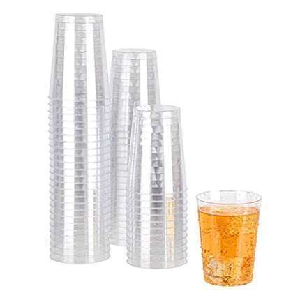 PARTY BARGAINS 10 oz Clear Plastic Cups - (100 Pack) Heavy-Duty Plastic Clear Tumblers, Ideal for Weddings, Thanksgiving, and Christmas Parties