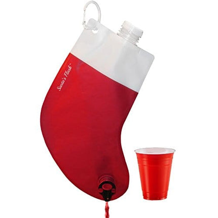 Santa's Stocking Flask for Party: 2.25 liter Flasks make Funny Yankee Swap Gifts, White Elephant Gifts, Funny Gag Gifts, SantaCon Accessories and Holiday Party Decorations