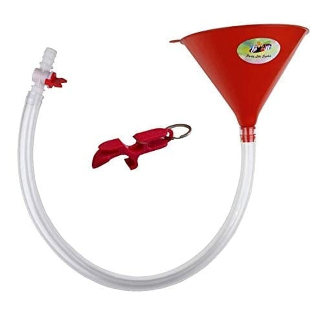 Beer Bong Funnel with Valve - USA Made Extra Long 2.5 feet (30 inch) Kink Free Tube - Shotgun Keychain Tool Bottle Opener - Premium Funnel for Beer Drinking Games, College Parties, Spring Break