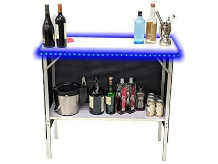 PartyPongTables.com Single Set Portable Party w/LED Lights and Black & Hawaiian Bar Skirts, Included