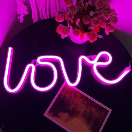 Love Neon Signs for Wall Decor,USB or Battery Decorative Neon Lights, LED Signs for Bedroom,LED Neon Light Neon Sign Light Up for Bar,Christmas,Party,Wedding,Kids Room,Girls Living Room（Pink）