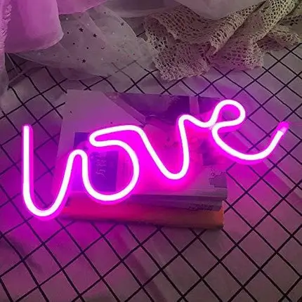Love Neon Signs for Wall Decor,USB or Battery Decorative Neon Lights, LED Signs for Bedroom,LED Neon Light Neon Sign Light Up for Bar,Christmas,Party,Wedding,Kids Room,Girls Living Room（Pink）
