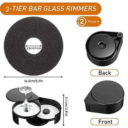 2 Pieces 3-Tier Bar Glass Rimmers Sugar Salt Rimmer Glass Bartender Tools for Bar Party