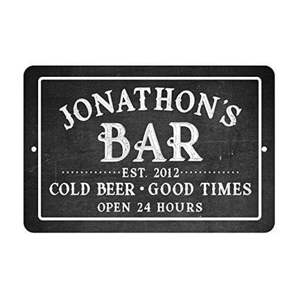 Pattern Pop Personalized Chalkboard Bar Cold Beer Good Times Metal Room Sign
