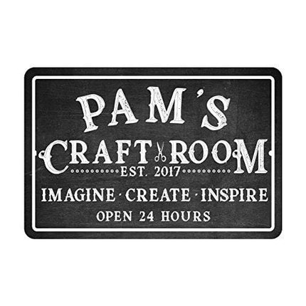 Pattern Pop Personalized Craft Room Chalkboard Look Metal Room Sign