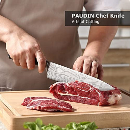 PAUDIN Chef Knife, 8 Inch High Carbon Stainless Steel Sharp Kitchen Knife with Ergonomic Handle, Gift Box for Family & Restaurant