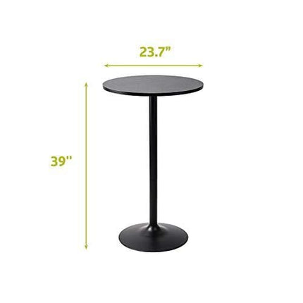 Pearington Long and Small, Single Round Cocktail Bar, Pub, and Bistro High Table with Black Top and Base, 1 Pack,