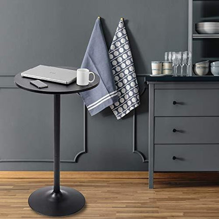 Pearington Long and Small, Single Round Cocktail Bar, Pub, and Bistro High Table with Black Top and Base, 1 Pack,