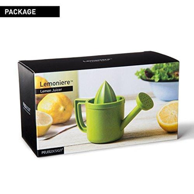 Peleg Design Lemoniere Original Watering Can-Shaped Manual Hand Juicer, Green Plastic Squeezer with Pourer for Lemon or Citrus Juice with Flip Lid for Storage