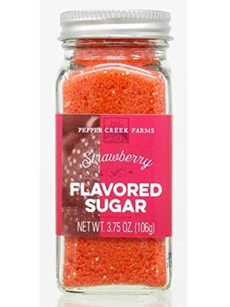 Pepper Creek Farms, STRAWBERRY Flavored Sugar - 3.75 Ounce Bottle - Enhance everything from baked goods to cocktails!