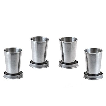 Perfect Pregame Collapsible Shot Glass Set - 4 Pack Stainless Steel Shot Glasses - Expandable Shot Glass Set, Cool Drinking Accessories - 2.5 Fluid Oz Each - NO LIDS