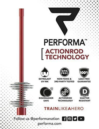 Performa Justice League & DC Comic - Leak Free Protein Shaker Bottle with Actionrod Mixing Technology for All Your Protein Needs! Shatter Resistant & Dishwasher Safe (Aquaman)(28oz)