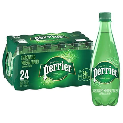 Perrier Carbonated Mineral Water Plastic Bottles, Original, 16.9 Fl Oz (Pack of 24), 405.6 Fl Oz