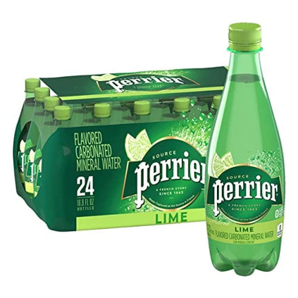 Perrier Lime Flavored Sparkling Water, 16.9 FL OZ Plastic Water Bottles (24 Count)