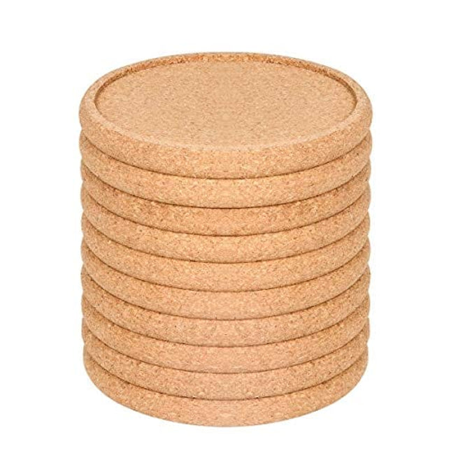 Cork Coasters for Drinks Absorbent Set 10 PCS, 3.9" Diameter