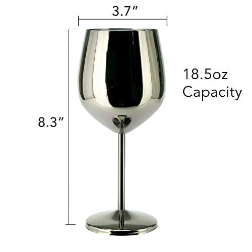 MyGift Modern Brass Tone Stemmed Wine Glasses, Set of 4 Dinner
