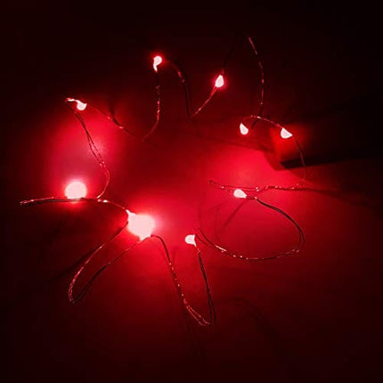 PheiLa 10 Pack Wine Bottle Lights Red Christmas Lights Battery Operated Valentine Lights Waterproof 3.3ft LED Cork Shape Silver Wire Fairy Lights for Jar Party Wedding Bar Valentine's Gift Decoration
