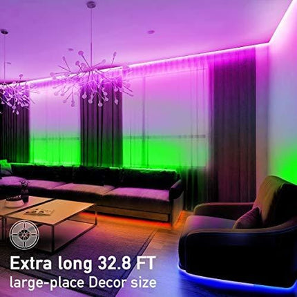 Phopollo Led Lights 32.8ft Long Led Strip Lights for Bedroom Color Changing Luces Led para Decoracion Habitacion RGB DIY Color Option with Power Supply and Remote