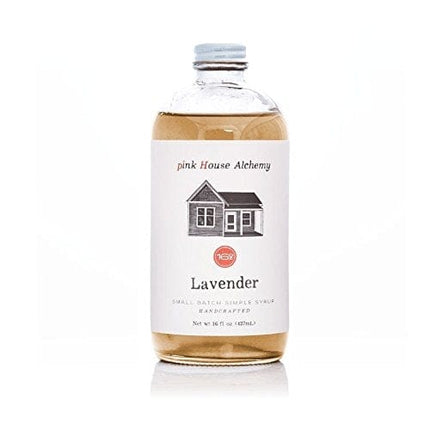 Pink House Alchemy Lavender Syrup - 16 oz Simple Syrup Cocktail Drink Mix - Use To Flavor Coffee - Dessert Topping - Using Only Fresh Flowers (L16)