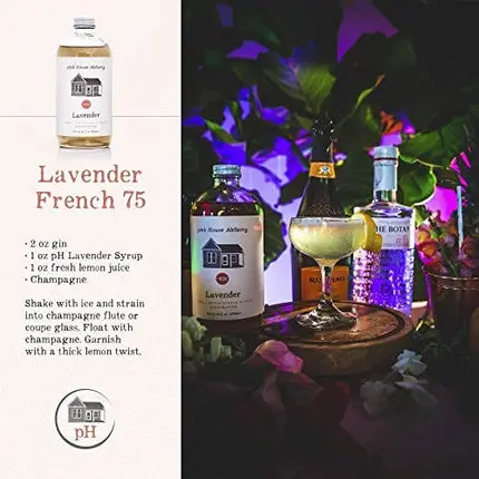 Pink House Alchemy Lavender Syrup - 16 oz Simple Syrup Cocktail Drink Mix - Use To Flavor Coffee - Dessert Topping - Using Only Fresh Flowers (L16)