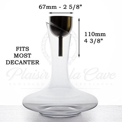Plaisir de la Cave 3in1 Steel Funnel with Strainer (Wine Shower + Aerator + Filter + Storage Stand) - Improves Wine & Clears Residues