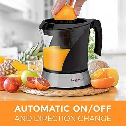 Pohl+Schmitt Deco-Line Citrus Juicer Machine Extractor - Large Capacity 34oz (1L) Easy-Clean, Featuring Pulp Control Technology