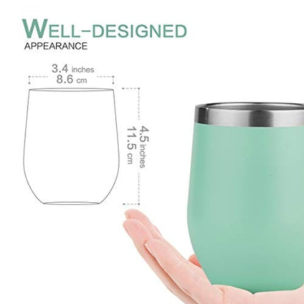Polarduck Wine Tumbler Cup Coffee Mug: 12oz Travel Insulated Tumbler with Lid & Straw, Stainless Steel Vacuum Double Wall-Gift for Women, Men, Mom, Dad, Friend (Mint)