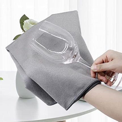 POLYTE Premium Microfiber Wine Glass Fine Polishing Towel (18x28, 2 Pack, Gray)