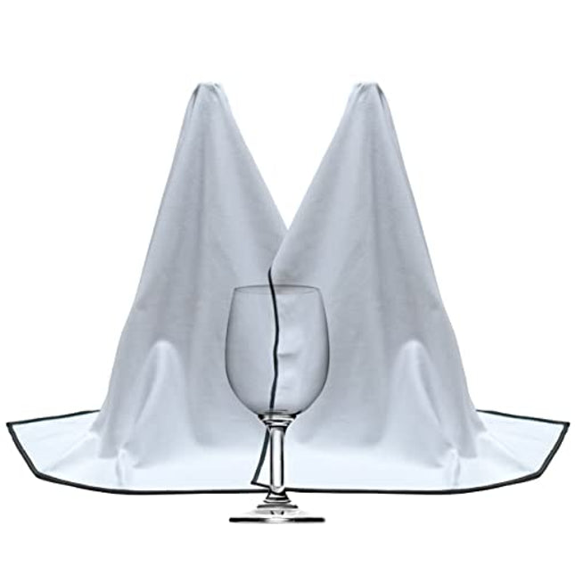 POLYTE Professional Microfiber Wine Glass Fine Polishing Cloth (18x28, 2 Pack, White/Black)