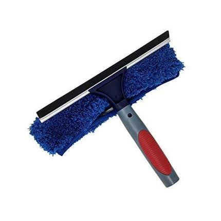 Pomatree Window Cleaning Rubber Squeegee and Microfiber Scrubber | 2-in-1 Window Washing Cleaning Tools Combo | Window Cleaner Attachment Tool for Extension Pole | For Commercial Business and Home Use