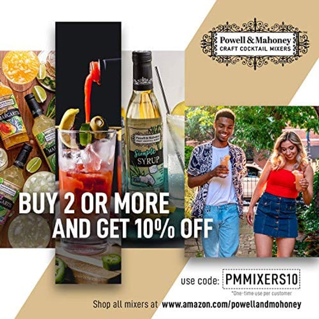 Powell & Mahoney Craft Cocktail Mixers - Skinny Margarita 50 Calories - NA Cocktail Mix - Free from Artificial Sweeteners and Flavors - 25.36 oz - Non-GMO