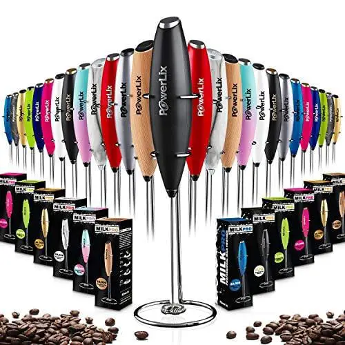 Milk Frother Handheld, Battery Operated Stirrer Foam Maker Whisk, Stainless  Steel Milk Foamer for Coffee Latte, Cappuccino, Frappe, Matcha (Black)