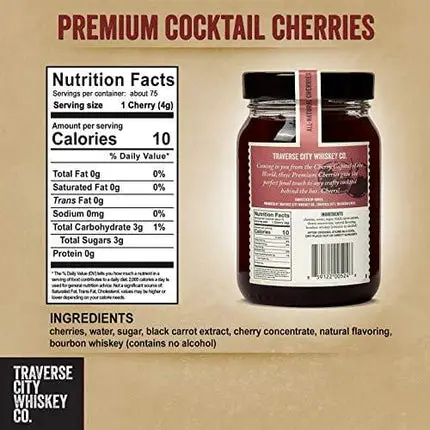 Premium Cocktail Cherries for Cocktails and Desserts | All American, Natural, Certified Kosher, Stemless, Slow-Cooked Garnish for Old Fashioned, Ice Cream Sundaes & more by TCWC (21 oz)