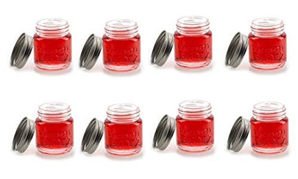 Premium Vials Mason Jar Shot Glasses with lids Set of 8, Mason Jar 2 Ounce Shot Glasses with Leak Proof Lids
