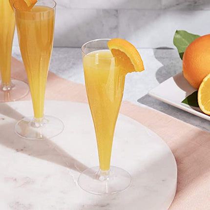 24 Plastic Champagne Flutes Disposable | Clear Plastic Champagne Glasses for Parties | Clear Plastic Cups | Plastic Toasting Glasses | Mimosa Glasses | New Years Eve Party Supplies 2022