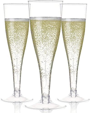 24 Plastic Champagne Flutes Disposable | Clear Plastic Champagne Glasses for Parties | Clear Plastic Cups | Plastic Toasting Glasses | Mimosa Glasses | New Years Eve Party Supplies 2022