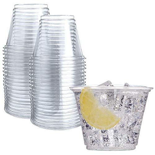 Stack Man 20 oz Clear Plastic Cups with Strawless Sip-Lids [50 Sets] Pet Crystal Clear Disposable 16oz Plastic Cups with Lids - Crystal Clear, Durable